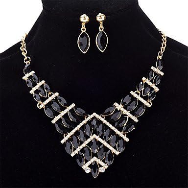 Women's Jewelry Set Crystal Rhinestone Casual Fashion Wedding Party Crystal Alloy Geometric Taper Shape 1 Necklace Earrings , black