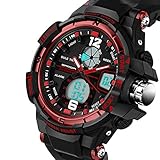 Kinderuhren Kinder Jungen Mädchen Sport Military Wasserdichte Digital Analog LED Alarm Armbanduhr Jugend Outdoor Stoppuhr Datum Kalender Uhren mit Schwarzem Gummiband