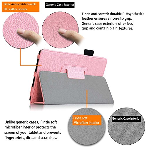 Fintie Odys Ieos Quad white Edition X610092 / Ieos Quad Pro Office Edition (10,1 Zoll) Tablet-PC Hülle – Slim Fit Folio Kunstleder Schutzhülle Cover Tasche mit Ständerfunktion und Stylus-Halterung, Rosa - 4