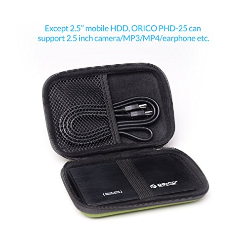 ORICO Festplattentasche Schutztasche Schutzbox für 2,5 Zoll externe tragbare Festplatten Western Digital WD Seagate Toshiba Samsung Intenso (2.5″, Grün) - 2