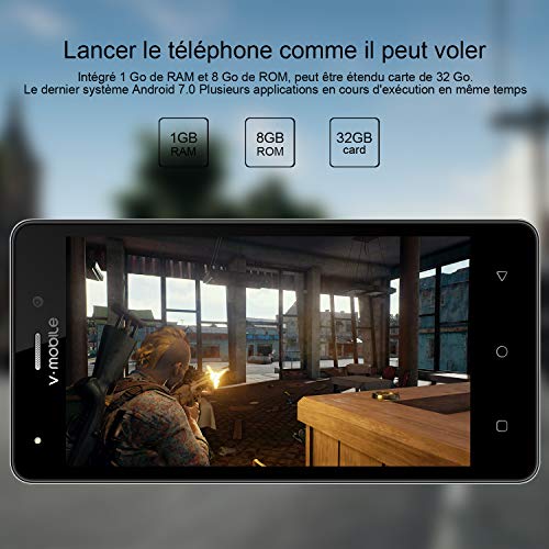 Smartphone Pas Cher 4G 8Pcs V A10 8Go ROM 5MP Appareil Photo Android 7 0 2800mAh Batterie Ecran 5 0 Pouces Double SIM WIFI GPS Quad Core Smartphone Debloqu    Or 