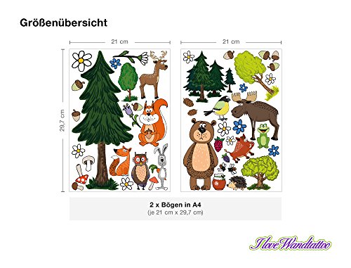 I-love-Wandtattoo WAS-10006 Wandsticker Kinderzimmer „Waldtiere“ Sticker Aufkleber Wandtattoo Wandaufkleber - 2
