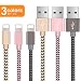 Produktbild OTISA 3er Pack(3 * 1.5M) Nylon Phone Datenkabel mit Stecker Ladekabel für Phone X/8/7 Plus/6 Plus/6/5/5S/6s Pad 4 Pad Mini/Air(Gold+PINK+GRAU)