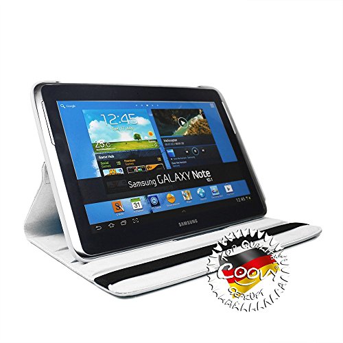 COOVY® 360° ROTATION COVER FÜR SAMSUNG GALAXY NOTE 10.1 GT-N8000 GT-N8010 GT-N8020 SMART HÜLLE TASCHE ETUI CASE SCHUTZ STÄNDER Farbe weiss - 3