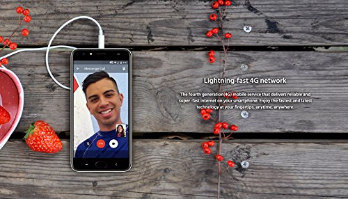 M-HORSE Power 2 4G 6000mAh Smartphone Ohne Vertrag 2GB RAM + 16GB ROM Rear Dual Kameras (8MP+2MP) / Frontkamera 5MP 5.5 Zoll HD IPS Bildschirm Dual SIM mit Frontblitz Fingerabdruck 5G Wifi - Schwarz mit silbernem Rahmen