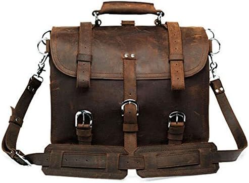 YIHUISHENG 17" Men's Genuine Saddle Leather Large Messenger Bags Briefcase Laptop Backpack Coffee