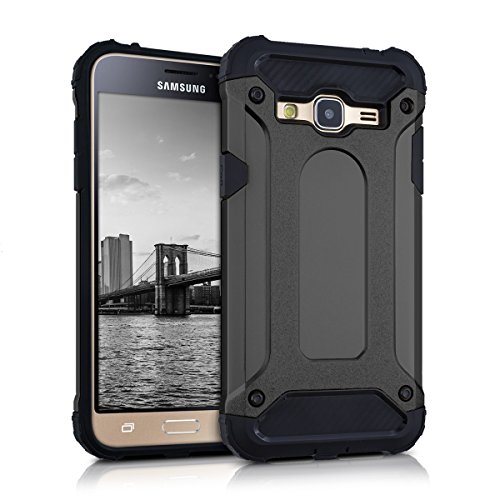 kwmobile Funda para Samsung Galaxy J3  2016  DUOS - Carcasa  h  brida  de  TPU  con dise  o Transformer en  Antracita Negro 