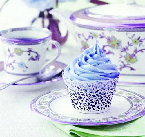 TININNA Pearly Papier Vine Spitze Muscheln Cup Cake Cupcake Wrappers Verpackung Dekoration Hochzeit Party Cupcake Dekoration Muffinförmchen Papierförmchen 60 Stück - 2