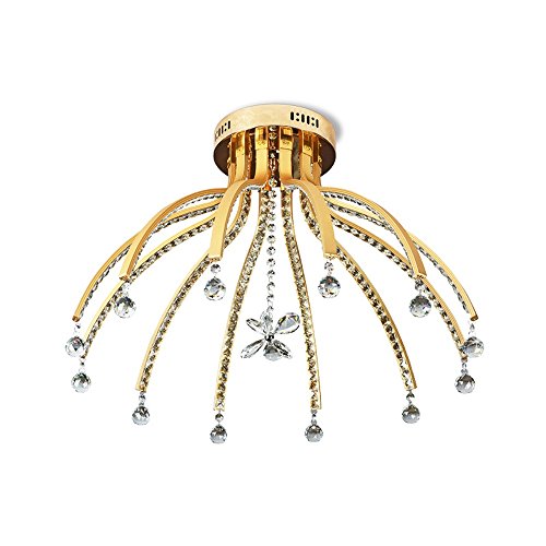 Preisvergleich Produktbild 96W LED Deckenleuchte Modern Wohnzimmer Lampen Kreativ Schlafzimmer Deckenlampe Wohnung Esszimmer Deckenbeleuchtung Decken Dekoration Leuchte Aluminium Kristall Lampe Gold Ø 64cm 12 flammig , Weiß Licht 6000K