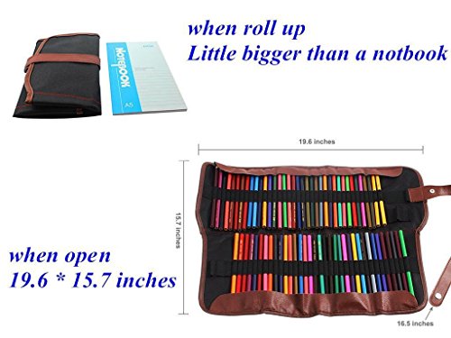 Feelily Retro Leinwand Bleistift wickeln 72 Farbe Colored Pencil Wrap Roll up Holder, Weichen Bleistift Beutel für Schule Büro Kunst，Schwarz(Keine Bleistifte) - 6