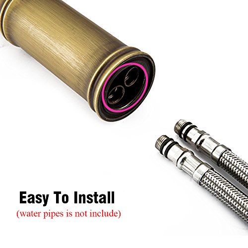 Vejaoo Bambushahn-klassischer Bambus-heißer und kalter Hahn-europäischer Retro- Bassin-Hahn Taipen Wasser-Drache - 5