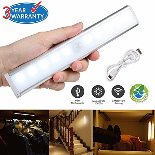 LED Sensor Lichtleiste usb Wiederaufladbar LED Schrankbeleuchtung Nachtlicht für Wandschrank, Kabinett, Dachboden, Flur (1 PACK)