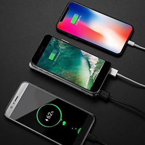 Iphonex Wireless Charging Power Bank, Apple 8Plus Mobile Power, Samsung S8 Mobile Phone, QI Fast Charging, Thin And Light With LED Flashlight, 10000 Ma, Digital Display USB Output, Surface Striae,Black,Narrowsideup