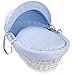 Wicker Dimple Moses Basket Set With Mattress And Bedding White Wicker Blue Dimple