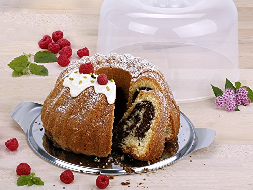 chg 14022-60 Napfkuchenplatte mit Haube, Edelstahl, silber / transparent, 25 x 25 x 13 cm, 2-teilig - 2