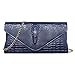 Produktbild Bogji Fashion Damen Abendgesellschaft Prom Crocodile Pattern Envelope Schultertasche Handtasche Blau