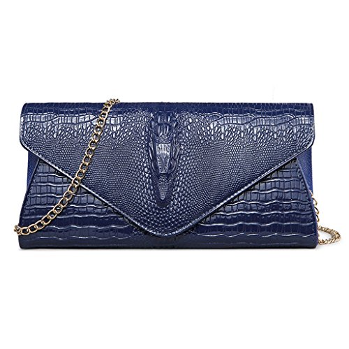 Preisvergleich Produktbild Bogji Fashion Damen Abendgesellschaft Prom Crocodile Pattern Envelope Schultertasche Handtasche Blau