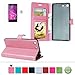 Produktbild Für Sony Xperia M5 Leder Brieftasche Hülle Case Flip Cover - Funyye [Rosa Solide Farbe] Magnetic PU Ledertasche Hüllen Flip Cover Telefon-Kasten Handyhülle Bookstyle Wallet Brieftasche Card Slot Handycase Für Sony Xperia M5,Wallet Case Flip Cover Hüllen Schutzhülle Etui Ledertasche Lederhülle mit Standfunktion Kartenfächer Für Sony Xperia M5 + 1 x Frei Displayschutzfolie