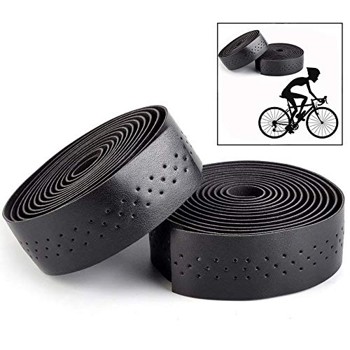 Xrten 2 pcs Ruban de Cintre adhésifs pour vélo Route, Guidon de vélo, vélo de Route Ruban, Wrap avec Bouchons de Bar en Cuir PU