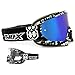 Produktbild TWO-X Race Crossbrille Text schwarz Weiss Glas verspiegelt blau MX Brille Motocross Enduro Spiegelglas Motorradbrille Anti Scratch MX Schutzbrille
