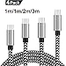 Produktbild USB C Kabel, USB Typ C Ladekabel 4er Pack 1M 2M 3M Nylon Geflochten USB Type C Cable zu USB 2.0 Schnellladekabel Anschluss an Ladegerät für Samsung Galaxy S9 / S9 Plus / S8 / S8 Plus, Huawei P10 / P9 (Schwarz)