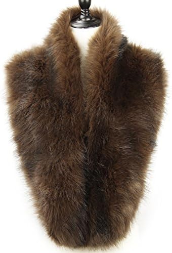 Cinoyoni Extra Large Women's Faux Fur Collar for Winter Coat (Large, Brown)