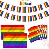 【Tamaño de la bandera LGBT】La bandera grande del orgullo mide 150 x 90 cm / 5 x 3 pies (LW), la bandera pequeña del orgullo de la mano mide 14 cm * 21 cm.