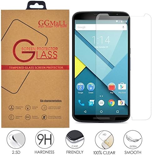 Nexus 6 Screen Protector, GG MALL® Genuine Anti Scratch Explosion Proof Protective Tempered Glass Screen Protector for Motorola Google Nexus 6 (with Retail Package)