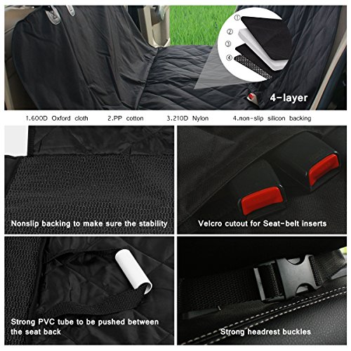 Autoschondecke für Hunde Rückbank Sitzbezug Auto / kofferraumschutzdecke mit Seitenschutz für Hund / Rücksitzbezug Comfort / Schwarz Wasserdicht / Für Auto SUV - 3