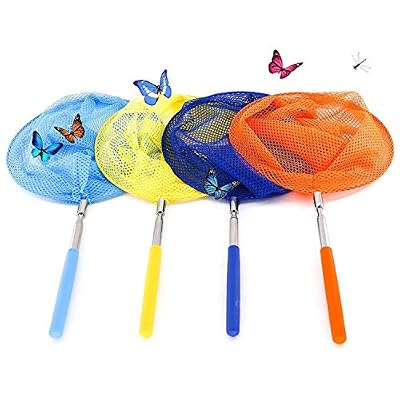 ZARRS Filet à papillons,4 Packs Enfants Filet de Pêche extensible avec Poignée Antidérapant pour la capture de punaises papillons insecte petit poisson