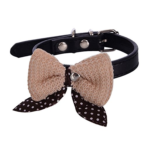Preisvergleich Produktbild Sanwood Strick Schleife Kunstleder verstellbar Hund Welpen Katze Halsband Halskette