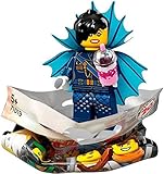 Garmadon del pasado, Misako y Rockero con gong y guitarra.Cada minifigura se entrega en un sobre «sorpresa» con uno o más accesorios, una placa de exposición y un folleto de coleccionista.
