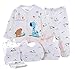 WANGSAURA Baby Infant 5pcs Cotton Clothing Set (Cap+Bib+Pajamas Suit+Pants)Newborn Caring Gift 0-3 Months (Blue)