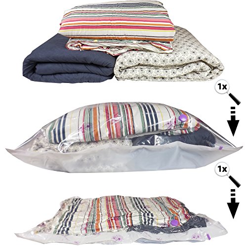 Neusu Vakuum-Aufbewahrungsbeutel – Hochwertige 110 Mikron-Qualität Komprimierung – Platzsparende Beutel (Jumbo XXL 130 x 100 cm, 5-er Pack) - 3
