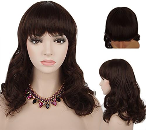 Spretty High Quality Wig Shoulder Long Curly Wavy Fluffy Wig Brown Color for Women Daily Dress