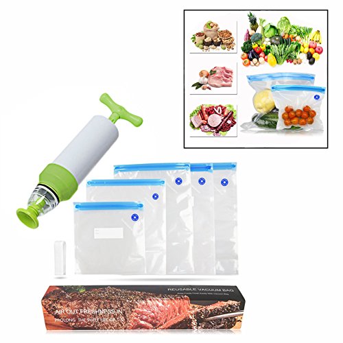 5 Size BPA-Free Food Save Vacuum Sealed Bags with Hand Pump Vacuum Sealer