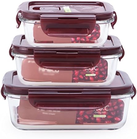 NNIU High-borosilicate Heat-resistant Lunch Boxes, Glass Crisper, Combination Of Lunch Boxes(Three-piece Suit)