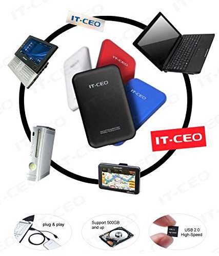 Allcam Gehäuse für SATA-Festplatte (6,4 cm / 2,5 Zoll, USB 2.0, kompatibel mit SATA-II, werkzeuglose Montage) schwarz schwarz USB 2.0 - 7