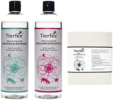 Animal Fairy Set Ecological Universal Cleaner + Cleaning Fluid + Eco Sponge Cloths Pack of 3)
