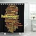 Produktbild LongTrade Bad Duschvorhang Shower Curtain Halloween Word Cloud on Related to Witch Trick Treat Waterproof Polyester Fabric Set with Hooks 48" W x 72" L