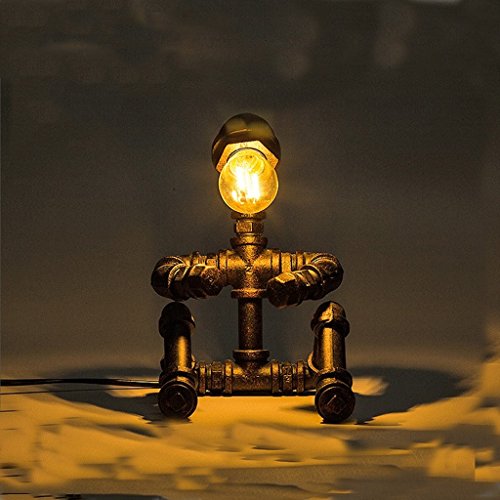 Preisvergleich Produktbild Baoduohui Retro Eisen Tischlampe original Eisen antike Retro moderne TischlampeWohnzimmer Schreibtisch Lampe, für das Lesen, Entspannung und Schlaf-Modus (schwarzer Fleck Gold)