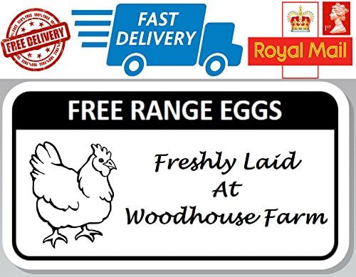 100 x Personalised Free Range Egg Box Labels Hen Egg stickers Freshly Laid
