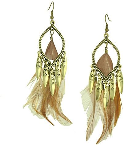 Gypsy Retro Women Feathers Baroque Tassel Drop Earrings