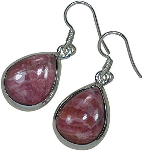 35CT Nature Rhodochrosite 925 Sterling Silver Women's Jewelry Earrings Gift 1.4"
