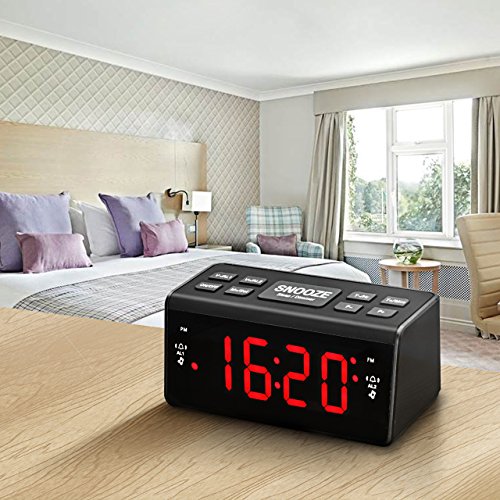 Radiowecker, HoLife FM/AM Uhrenradio Digitales Uhren-Radio LED Wecker Dual-Wecker Schlummerfunktion(UKW-Radio, Dual-Alarm, Dimmbar, Snooze, Batterie-Backup, Schwarz) - 8