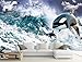 Produktbild Kuamai Benutzerdefinierte Wallpaper Deep Sea Waves Springen Dolphin Tv Hintergrund Wand Wohnzimmer Schlafzimmer Hintergrundbild Wandbild 3D Wallpaper-200X140cm
