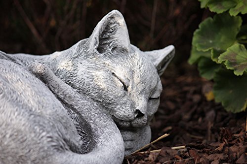 Steinfigur Katze schlafend frost- und wetterfest bis -30°C, massiver Steinguss - 9