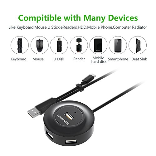 UGREEN 4 Ports Super Speed USB 2.0 HUB mit Micro usb 2.0 OTG On The Go ohne Netzteil Der ideale Begleiter für Laptops, Ultrabooks Tablet-PC und Smartphone Mit OTG Funktion Schwarz - 6