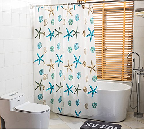 ShowPower Coquille De Mer Profonde Rideau De Douche Imperméable et Anti-moisissure en PEVA Pour Salle De Bain/Baignoire 180 x 180 cm
