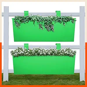 Patio by Bathla - LEA Hanging Metal Pot Holders/Planters for Balcony/Garden |Corrosion Resistant with Detachable Double Hooks |Green - Set of 2